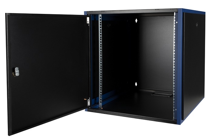 Шкаф настенный. 19", 12U 600х600, металлическая дверь, черный.