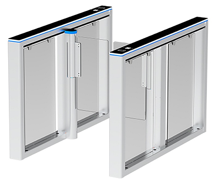 Скоростной турникет распашной (левый и правый модуль) Comet-S1000, нар на отказ 6 млн., инфр. дат. 8 пары., скор. отк. двери 0.8 сек., ширина прохода 660 мм. Цвет - серебро.