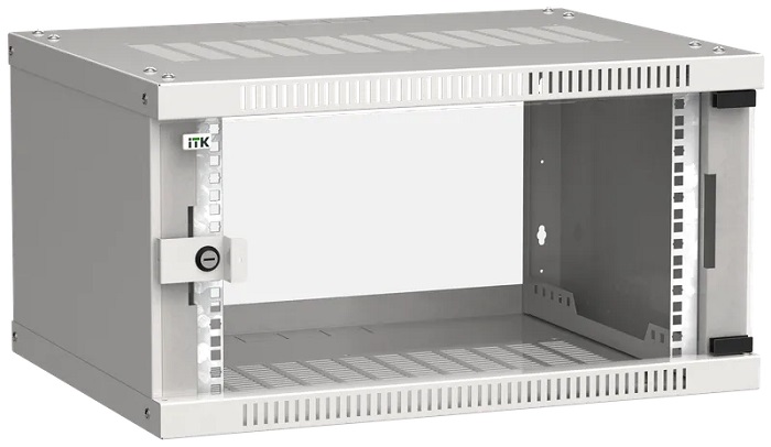 ITK Шкаф LINEA WE 6U 600x450мм дверь стекло серый, для оборудования общей массой не более 50 кг.