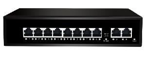 Коммутатор неуправляемый, 8*10/100Мбит/с PoE (af/at), 2*100Мбит/с RJ45, DC 52V/2.3A, PoE бюджет 120W