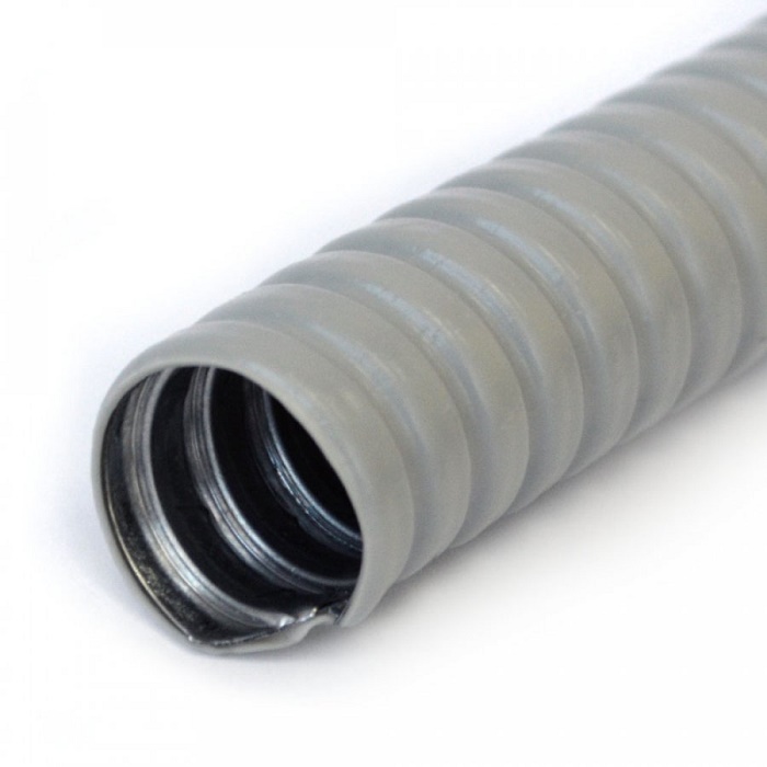 Металлорукав в ПВХ изоляции серый Р3-ЦП-НГ-15 (100м/уп)