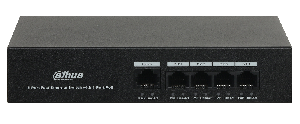 4-портовый неуправляемый коммутатор с РоЕ, Порты: 4 RJ45 10/100Мбит/с (PoE/PoE+/Hi-PoE), 1 RJ45 10/100Мбит/с (uplink); мощность PoE: суммарно до 36Вт; передача до 250м; питание: 48~57В(DC)