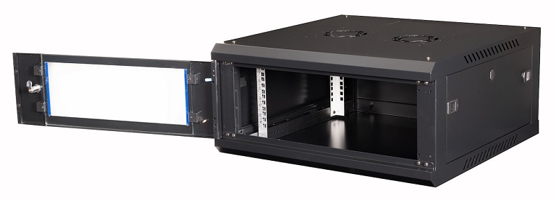 Шкаф 19" телекоммуникационный настенный, 4U 280х600х600 мм, дверь стекло, черный