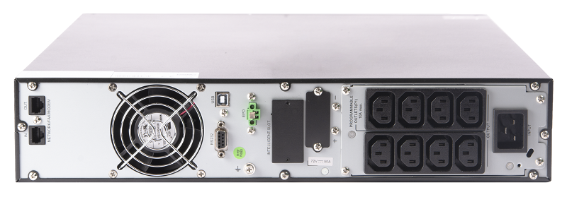 Источник бесперебойного питания 2000ВА/2000Вт (1/1 однофазный),&nbsp;&nbsp;ток зарядного устройства 1-8А, 2U, глубина 630 мм, 6 акб