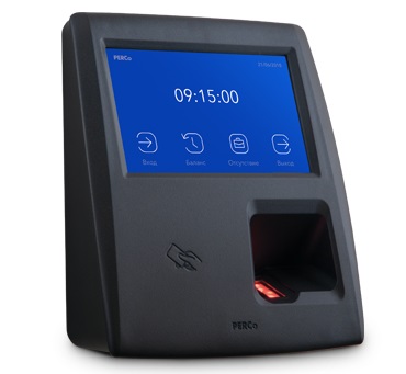 Биометрический терминал учета рабочего времени со встроенным сканером отпечатков пальцев и RFID-считывателем карт доступа