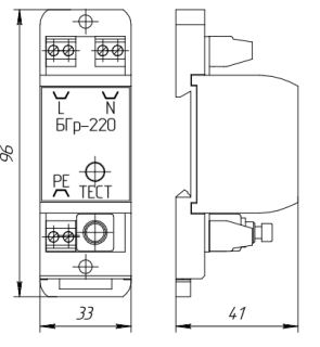 Устройство защиты от импульсных перенапряжений цепей питания (220VАC). Класс защиты – III. Крепление на DIN-рейку.