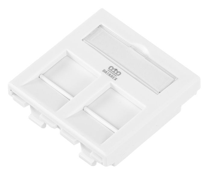 Адаптер 45х45 мм для модуля Keystone, 2 порта, шторки, белый