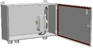 Шкаф имеет уровень взрывозащиты 2ЕхеmIIТ4X  и IP66. от -60°С до +50°С. 600х380х217 мм