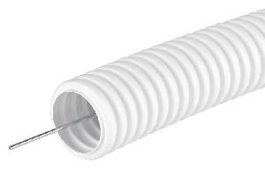 Труба ПЛЛ гибкая гофр. не содержит галогенов д.25 мм, ПВ-0, с протяжкой,50 м, цвет белый