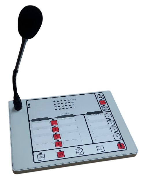 Прибор управления С-ПУ 4 (зоны) предназначен для трансляции речевых сообщений с внешних источников аудиосигнала (линейный вход, вход ГО и ЧС) , встроенного микрофона и предварительно записанных сообщений в память прибора.Трансляция осуществляется через подключаемые усилители С-К-120У, С-КЛ-БР VPROG2, С-УП. 