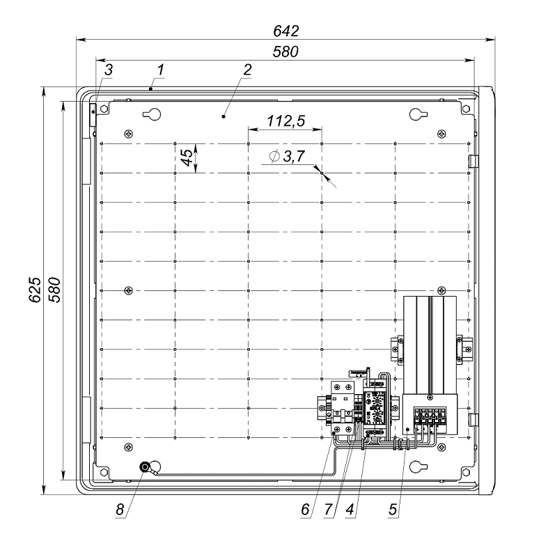Термошкаф из армированного стекловолокном полиэстера с обогревом. Класс ударопрочности IK10. -60° ÷ + 80°C. IP66. Потребляемая мощность 350 Вт. Напряжение питания 230V ± 10% AC, 6A. 642х625х260мм.