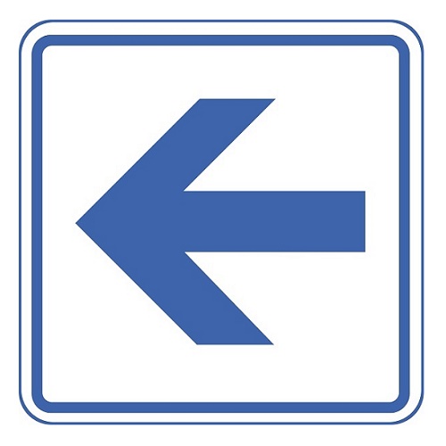 Информационно-тактильная табличка "Знак направление движения", рельефная, со шрифтом Брайля, 160х160х5 мм