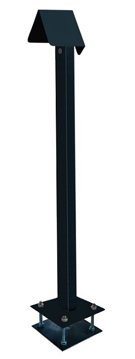 Стойка для кнопки выхода. Защитный козырек от атмосферных осадков, основанием для крепежа, закладная пластина для бетонирования + комплект оцинкованного крепежа, Высота 1130 мм, труба 30х60 мм