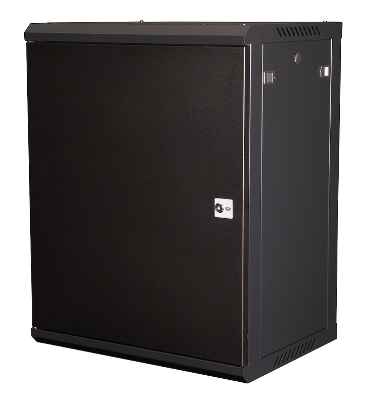 Шкаф 19" телекоммуникационный настенный, 15U 769х600х450 мм, дверь металл, черный