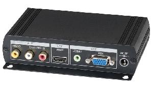 Преобразователь аудио и композитного видеосигнала в VGA и HDMI. Входы - композитный видео и стереоаудио. Выходы - композитный видео и стереоаудио , VGA, HDMI. Разрешение VGA -до 1920x1080, HDMI -до 1080p. OSD меню. БП 220/5В, 1А(DC) в комплекте.