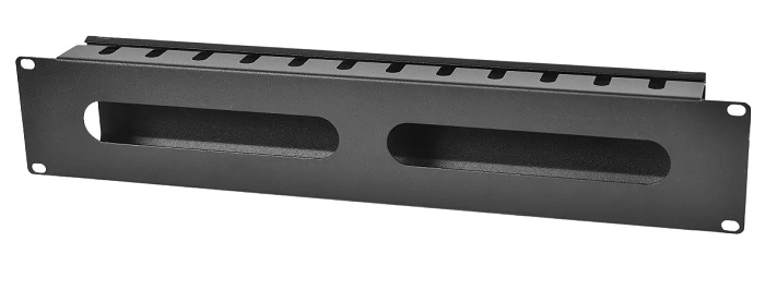 Горизонтальный кабельный органайзер 19" 2U с крышкой, цвет черный