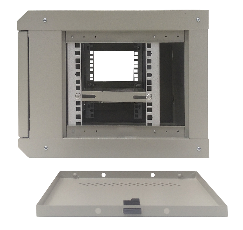 Настенный шкаф 19, 6U, Тип двери: Стеклянная с ударопрочным тонированным стеклом, Высота: 300 мм, Глубина: 400 мм, Ширина: 530 мм, Статическая нагрузка: 90 (стена), 300 (опоры) кг, Цвет: Серый, IP20, Климатическое исполнение: УЗ, 1 полка в комплекте