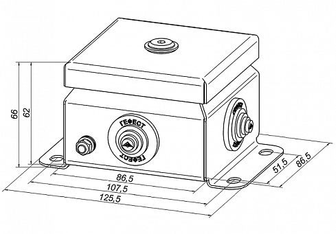 Коробка монтажная огнестойкая IP55, 4 ввода,  фарфоровый клеммник 8 контактов, до - 3 мм кв., 86х86х62 мм, Сталь оцинкованная 1,2 мм с полимерным покрытием (белый)