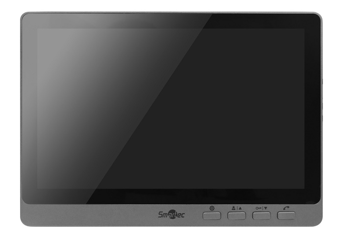 Внутренний блок видеофона 8" с IPS экраном, 1024*600,4-х проводная линия связи, поддержка 2-х панелей вызова и 2х камер и 6-ти мониторов, встроенный блок питания, серый корпус
