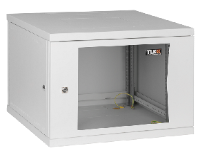Настенный разборный шкаф TLK 19", 6U, стеклянная дверь, Ш600хВ303хГ350мм, 1 пара монтажных направляющих, серый