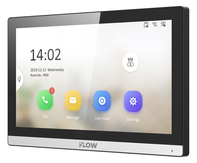 IP видеодомофон с WI-FI, 7" цветной TFT LCD экран с разрешением 1024*600; встроенные микрофон и динамик; слот для TF карты до 128Гб; тревожные входы/выходы 8/2; 1 RS-485; 1 RJ-45 10M/100M Ethernet, Wi-Fi 802.11 b/g/n, TCP/IP, SIP, RTSP; DC12В/PoE; 10Вт; -10 °C...+50°C; 175×113.5×21 мм; Вес: 355г;