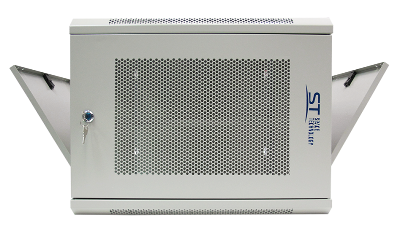 Настенный шкаф 19, 9U, Тип двери: Металлическая перфорированная, Высота: 450 мм, Глубина: 530 мм, Ширина: 600 мм, Статическая нагрузка: 90 (стена), 300 (опоры) кг, Цвет: Серый, IP20, Климатическое исполнение: УЗ, 1 полка в комплекте