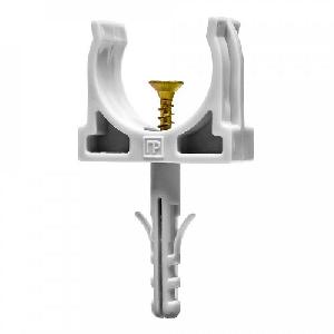 Крепеж-клипса с дюбелем и саморезом серая d25 мм (100шт/уп)