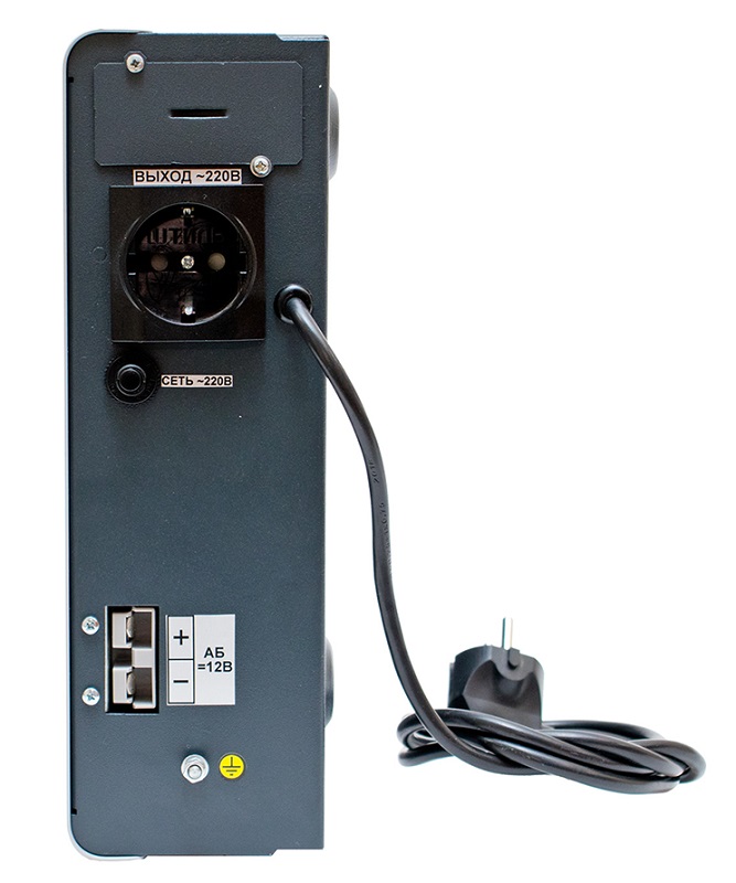 Источник бесперебойного питания настенный, on-line (с двойным преобразованием), чистая синусоида, 300 ВA (225 Вт); U-вх.220 В; с возможностью подключения внешних аккумуляторных батарей 12 В 17...250 Ач; U-акб.12 В, I-заряд.6 А; выходные разъёмы - EURO F-type с заземлением (1 шт.); холодный старт, совместим с генератором; IP20, t-раб.+5...+40°C, 283х285х93 мм