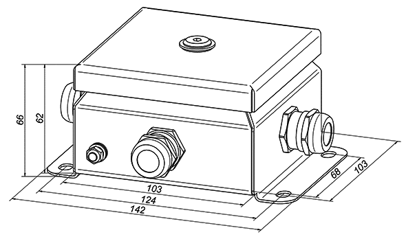 Коробка монтажная общепромышленные, оцинкованная сталь 1,2мм, IP66, 103х103х62 мм, 4 вводов