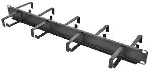 Горизонтальный кабельный органайзер двусторонний 19" 1U, 9 колец, цвет черный