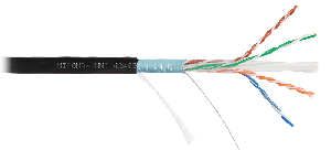 Кабель F/UTP 4 пары, Кат.6 (Класс E), тест по ISO/IEC, 250МГц, одножильный, BC (чистая медь), 23AWG (0,55мм), полиэтилен, внешний, черный, 305м