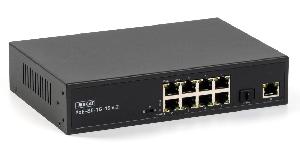 Коммутатор неуправляемый PoE Plus, мощность 150Вт, порты: 8-Ethernet, 1-Uplink, 1-SFP