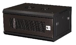 Шкаф 19" телекоммуникационный настенный, 4U 280х600х450 мм, дверь перфорация, черный