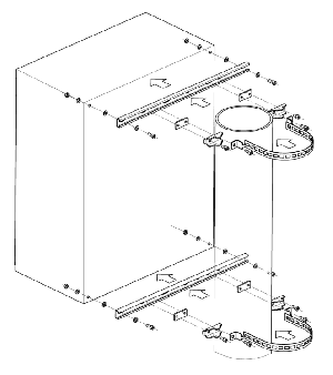 Крепление шкафов ТШ шириной 800мм на квадратные ☐ 50 ÷ 150 мм и круглые опоры Ø 40 ÷ 190 мм