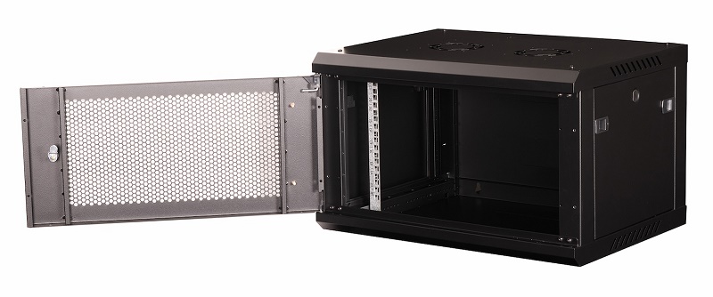 Шкаф 19" телекоммуникационный настенный, 6U 368х600х450 мм, дверь перфорация, черный