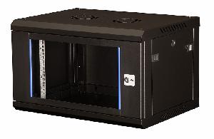 Шкаф 19" телекоммуникационный настенный, 6U 368х600х450 мм, дверь стекло, черный