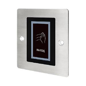 Кнопка на выход бесконтактная, врезная, группа  контактов НЗ/НР, корпус - нержавеющая сталь, таймер задержки, подсветка, дистанция 3-25 см. IP66, -20 ÷ +65° C, 86х86х25 мм., серебро.