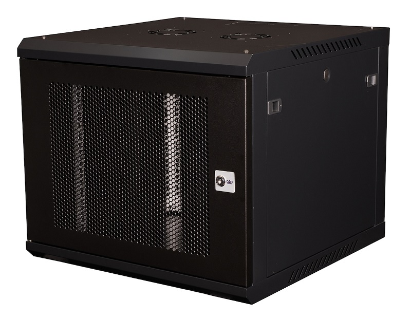 Шкаф 19" телекоммуникационный настенный, 9U 501х600х600 мм, дверь перфорация, черный