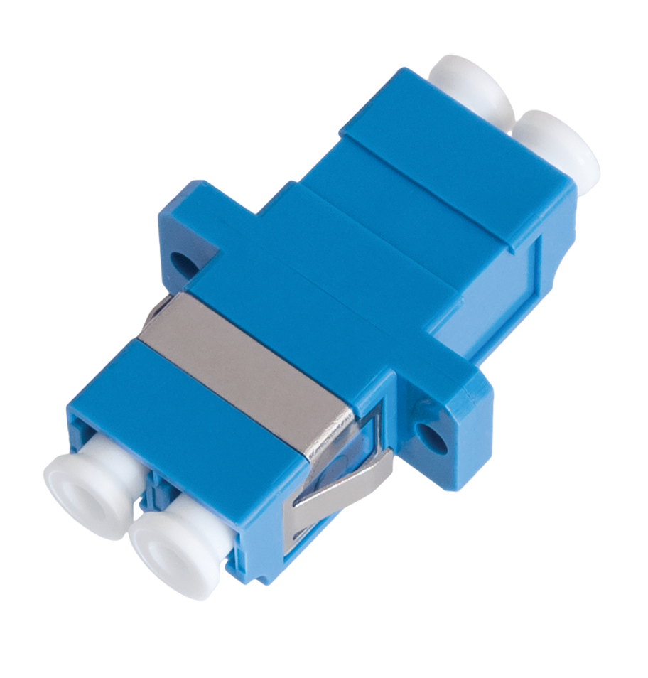Адаптер волоконно-оптический, соединительный, одномодовый, LC/UPC-LC/UPC, двойной, пластиковый, синий, уп-ка 2шт.