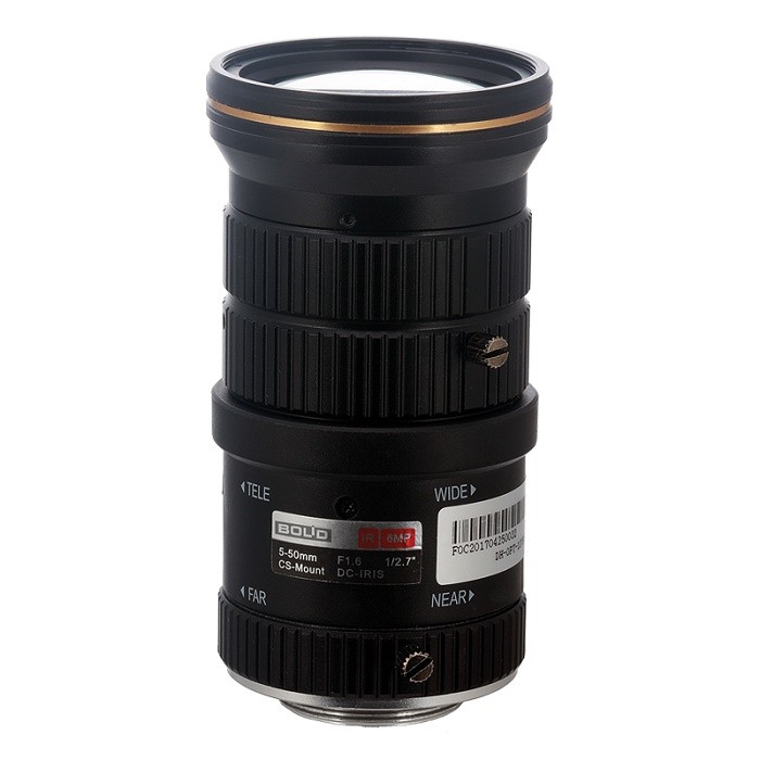Вариофокальный 6Мп объектив 5-50 мм; 1/2,7", CS; АРД&nbsp;&nbsp;DC; угол обзора гор. 49,6°-7°, F1,6