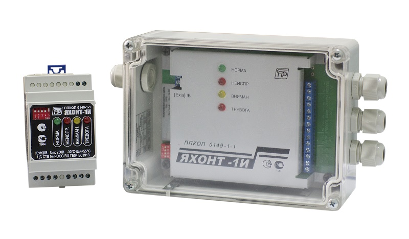 Приемно-контрольный прибор 1 шлейф пожарной или охранной сигнализации [Exiа]IIB, барьер искрозащиты, (без АСПТ и УО), для монтажа на DIN-рейку, с интерфейсом RS485