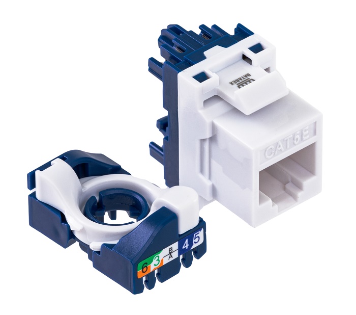 Модуль Keystone кат.5e, UTP, 1xRJ45, T568A/B, без инструм., белый