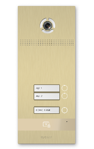Вызывная панель на 2 абонента. Поддержка технологии "UKEY": считывание карт, брелоков и мобильных идентификаторов по стандартам EM-Marin, Mifare® Plus и Mifare® Classic, Bluetooth, NFC.