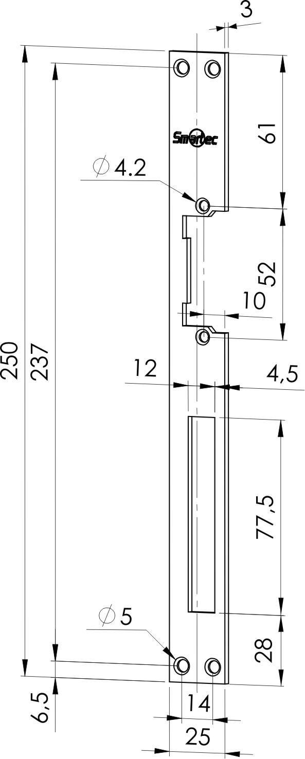 Запорная планка длинная для защелок, цвет серый.