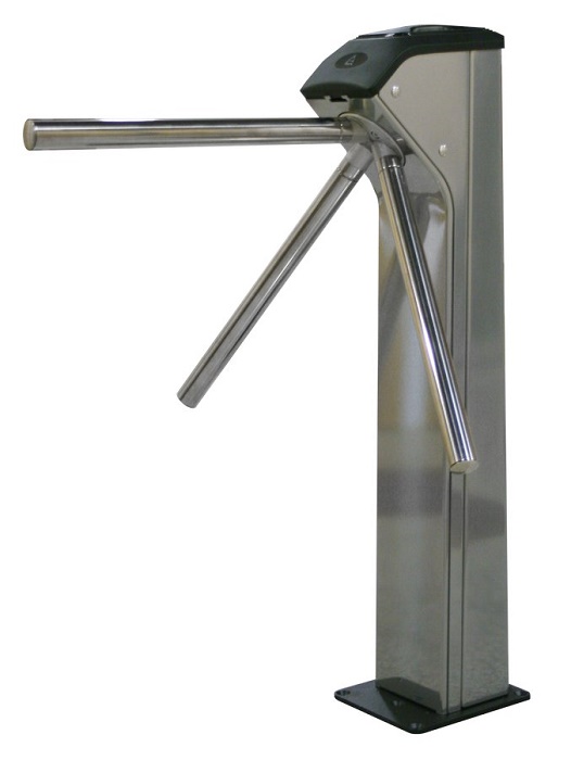 Турникет полуавтомат (30 чел./мин), с планками "антипаника". Окрашен в цвет нержавеющей стали.