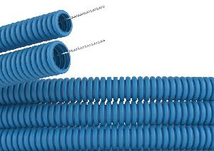 Труба ПП гибкая гофр. д.16мм, лёгкая с протяжкой, 100м, цвет синий
