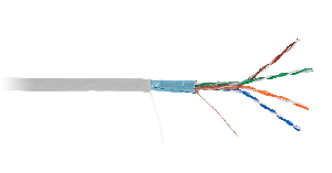 Кабель F/UTP 4 пары, Кат.5e (Класс D), 100МГц, одножильный, BC (чистая медь), внутренний, PVC нг(B), серый, 100м