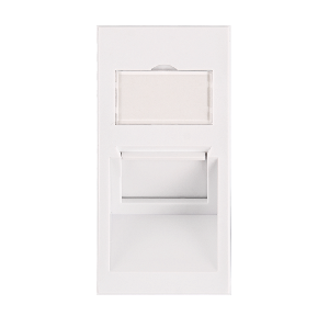 Вставка, 22,5x45мм, 1 порт, Кат.5e (Класс D), 100МГц, RJ45/8P8C, 110/KRONE, T568A/B, неэкранированная, наклонная, со шторками, белая