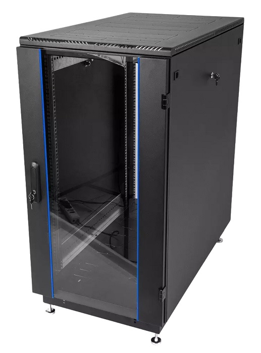 Шкаф телекоммуникационный напольный 18U (600 × 600) дверь стекло, цвет черный