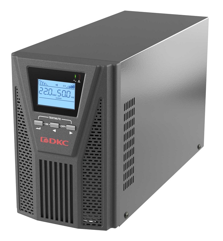 Онлайн ИБП ДКС серии Small Tower, 1000 ВА/900 Вт, клеммы, EPO, USB, RS- 232, RJ45, з/у 1А, 3 x 7 Ач